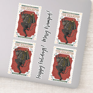 Dunkle Weihnachts Folklorischer Teufel Krampusbeut Aufkleber