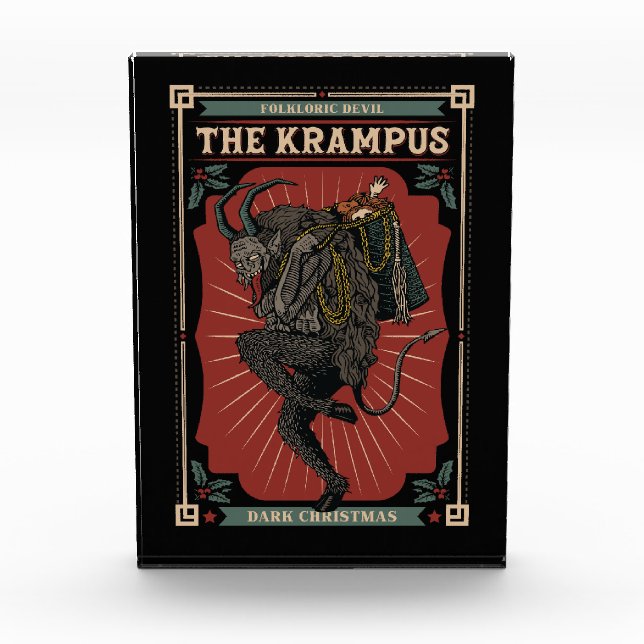Dunkle Weihnachts Folklorischer Teufel Krampusbeut Fotoblock (Vorderseite)