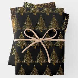 Dunkle Weihnachtszeit Weihnachten Solstice Gold un Geschenkpapier Set