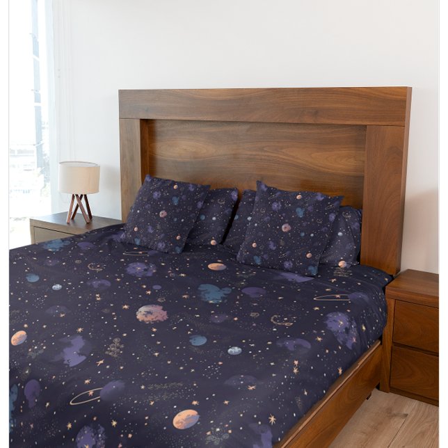 Dunkle Weltraumplaneten stars nebelfarbenes Muster Kissenbezug (Von Creator hochgeladen)