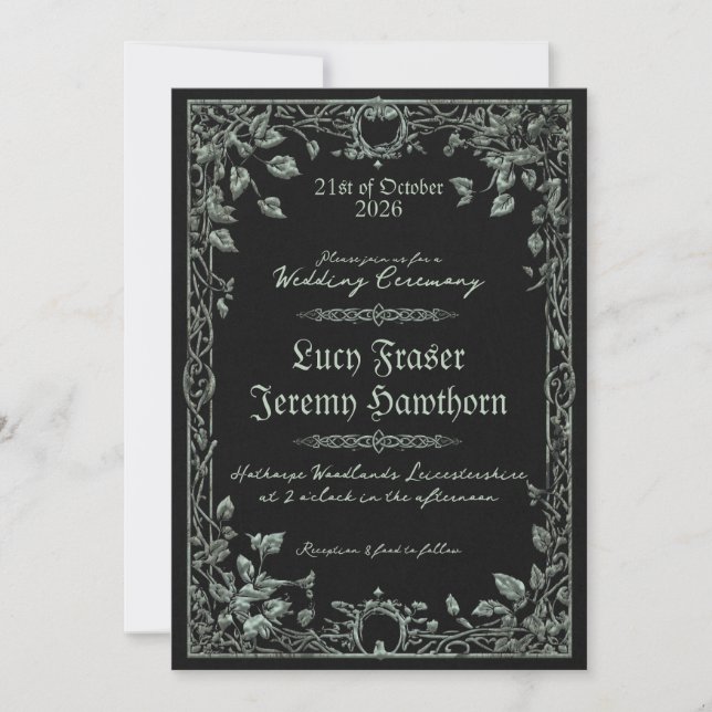 Dunkle Wikinger-Hochzeitseinladung  Einladung (Vorderseite)