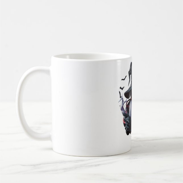 Dunkle Witz- und Fledermäuse-Tasse Kaffeetasse (Links)