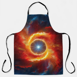 Dunkle Wolken und Flammen umgeben einen Spinnring Schürze