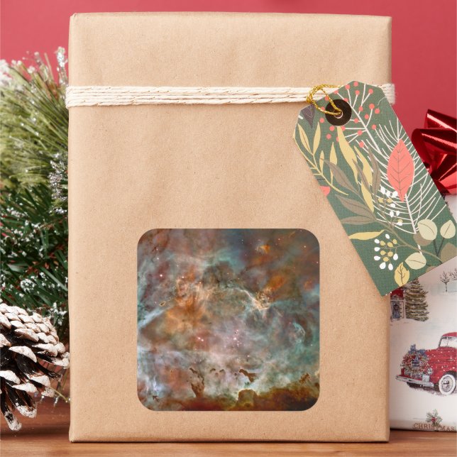 Dunkle Wolken von Carina Nebula Hubble Space Quadratischer Aufkleber (Feiertag)