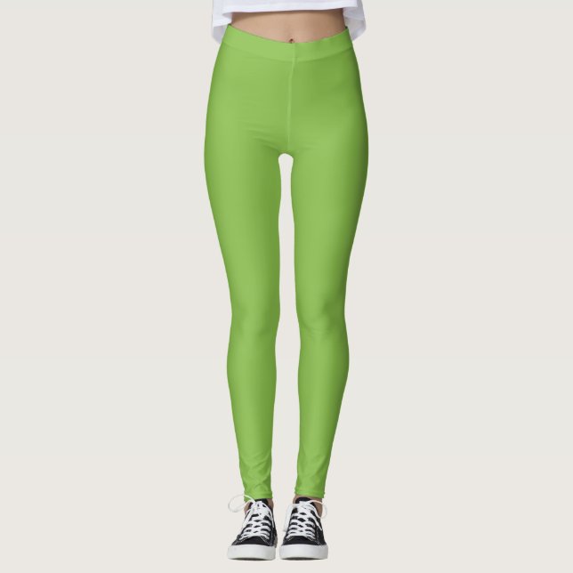 Dunkle Zitronen-Limette-Farbe einfarbig Leggings (Vorderseite)