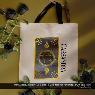 Dunkle Zodiac-Astrologie: Der Name Libra Black Tragetasche
