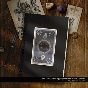 Dunkle Zodiac-Astrologie: Libra Black & Silver Aufkleber