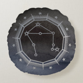 Dunkle Zodiac-Astrologie: Libra Black & Silver Rundes Kissen