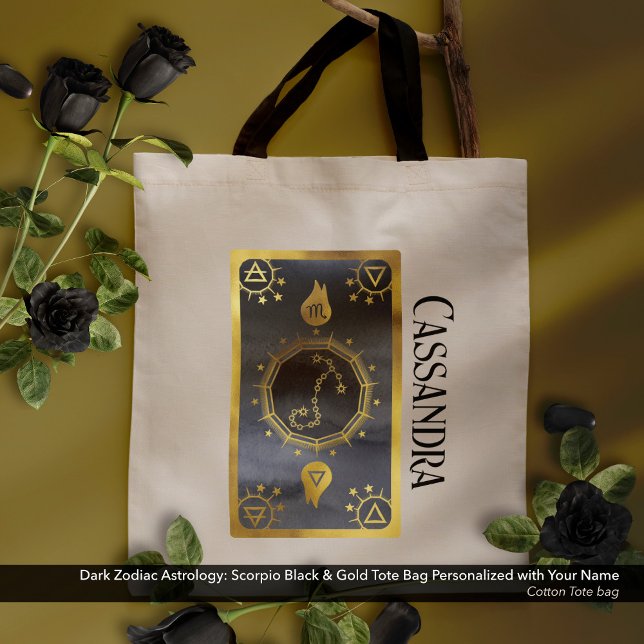 Dunkle Zodiac Astrologie: Scorpio Black Gold Name Tragetasche (Dark Zodiac Astrology: Scorpio Black Gold Name Tote Bag)