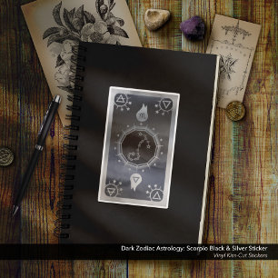 Dunkle Zodiac Astrologie: Skorpio Black & Silver Aufkleber