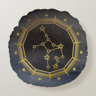 Dunkle Zodiac-Astrologie: Virgo Black & Gold Rundes Kissen