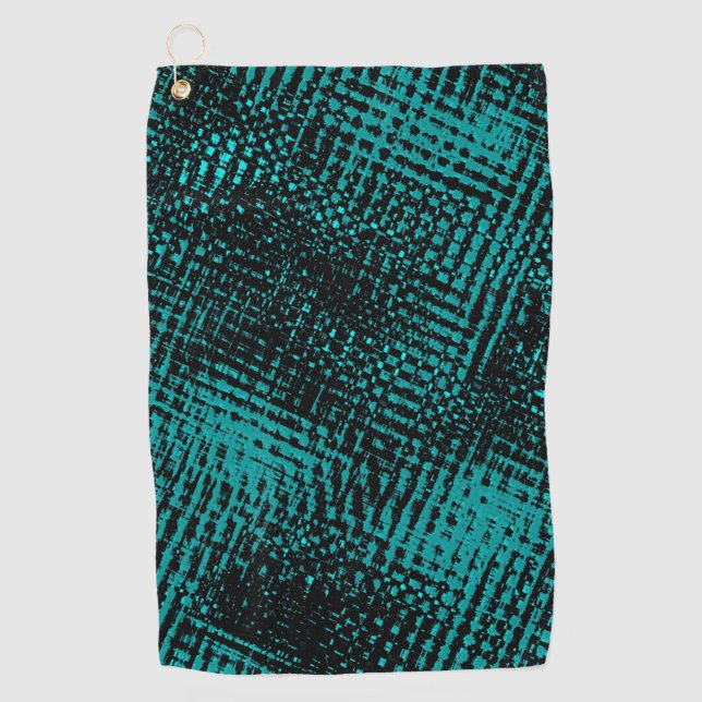 Dunkle zyangrüne Striche kreuzen wie eine Einbeulu Golfhandtuch (Vorderseite)