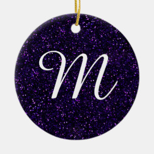 Dunkler Amethyst Lila Glitzer Keramik Ornament