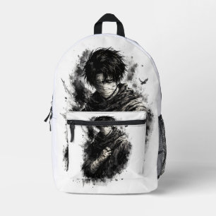 Dunkler Anime-Krieger mit verbundenen Ninja-Grunge Bedruckter Rucksack