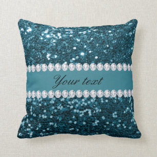 Dunkler aquamariner blauer Imitat-Glitzer und Kissen