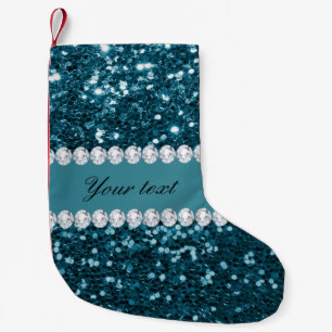 Dunkler aquamariner blauer Imitat-Glitzer und Kleiner Weihnachtsstrumpf