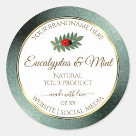 Dunkler Aquamariner Glitzer Weißmarken Ladybug Runder Aufkleber