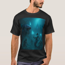 Dunkler aquatischer Krieger & Meeresbestie Fantasy T-Shirt