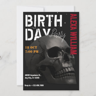Dunkler ästhetischer Schädel Geburtstag Einladung