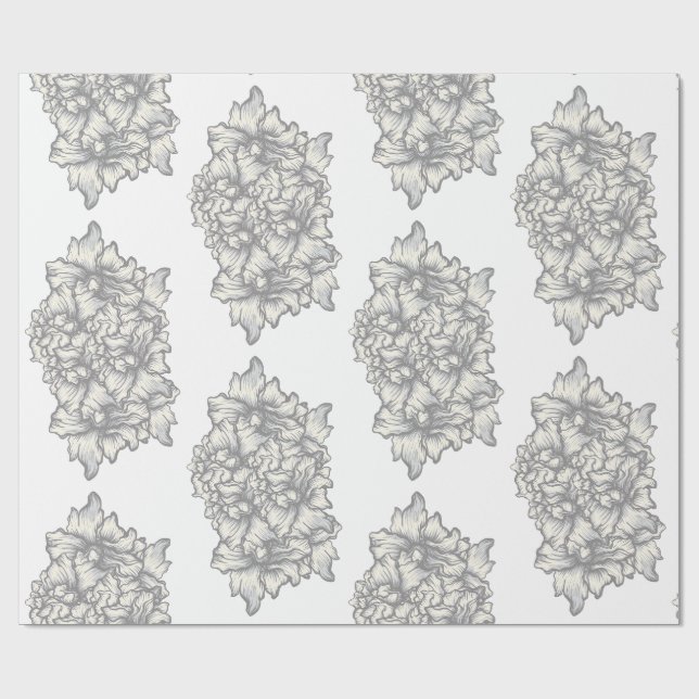 Dunkler Barock-Blumen-Tattoo-Stil Geschenkpapier (Flach)