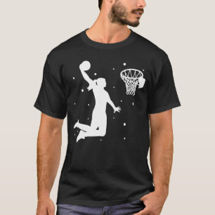 Dunkler Basketballkorb-Basketballspieler T-Shirt