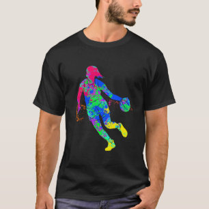 Dunkler Basketballkorb-Basketballspieler T-Shirt