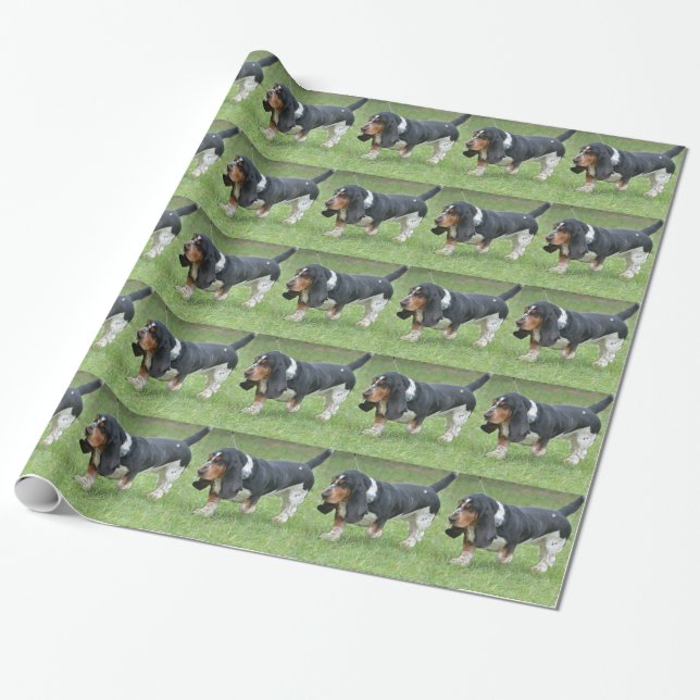 Dunkler Basset Hound-Hund Geschenkpapier (Ungerollt)