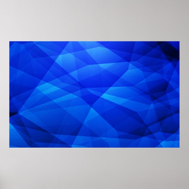Dunkler BLAU abstrakt polygonal. geometrisch dreie Poster (Vorne)