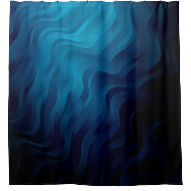 Dunkler BLAU Hintergrund mit Linien. Farbige Illus Duschvorhang (Vorderseite)