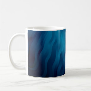 Dunkler BLAU Hintergrund mit Linien. Farbige Illus Kaffeetasse