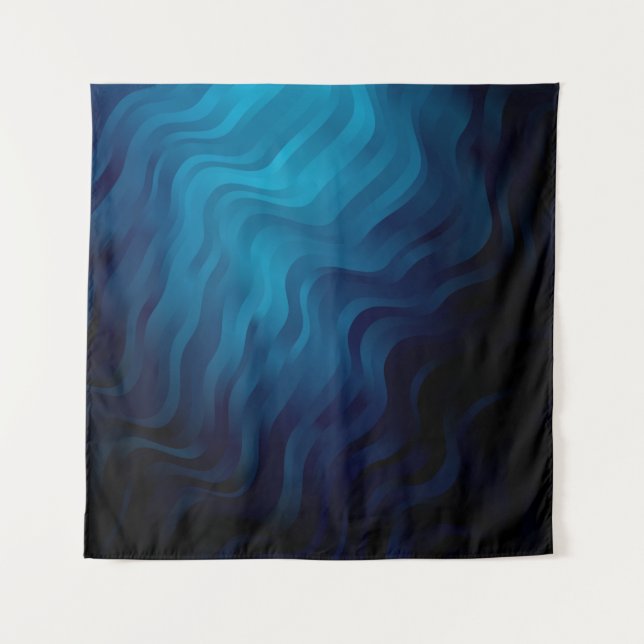 Dunkler BLAU Hintergrund mit Linien. Farbige Illus Wandteppich (Vorderseite)