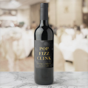 Dunkler Bokeh Gold Pop Fizz Klirren Weinetikett