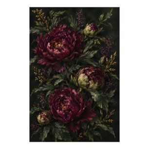 Dunkler botanischer Kunstdruck Burgunder-Pfingstro Fotodruck