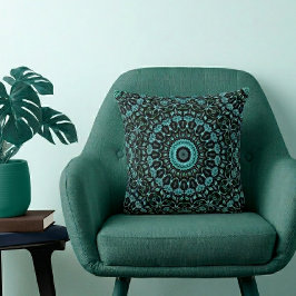 Dunkler Botanischer Noir-Mandala Kissen