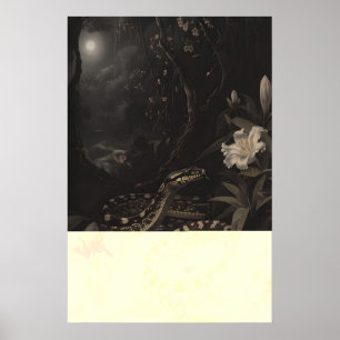 Dunkler Botanischer Schlangen Kunst Druck Florale Poster