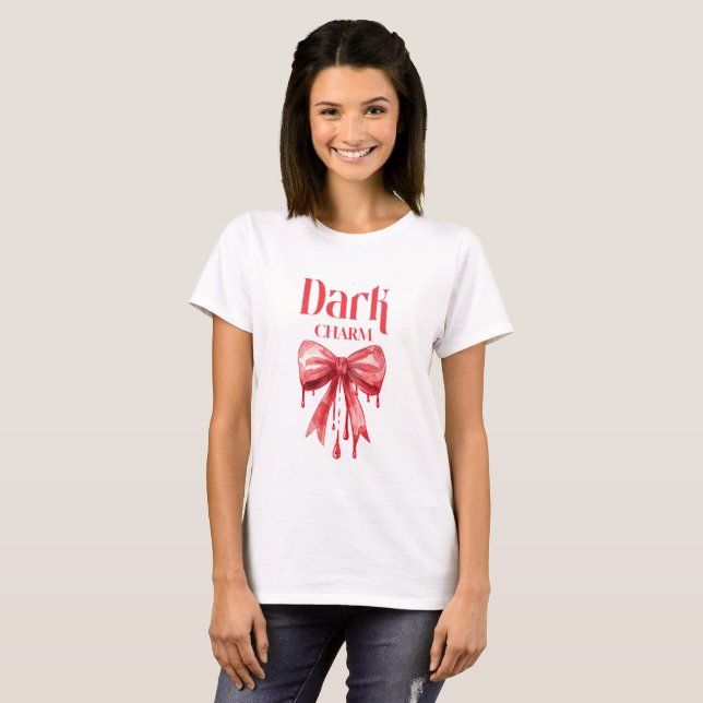 Dunkler Charme Coquette Gothic Bogen T-Shirt (Vorne ganz)