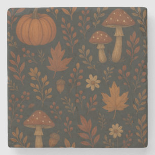 Dunkler Cottagecore Rustikaler Bauernhof Botanisch Steinuntersetzer