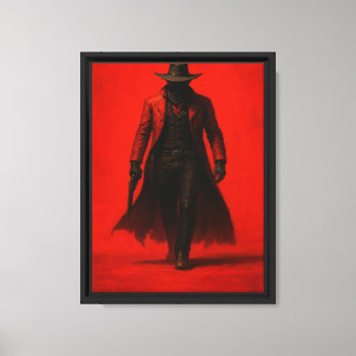 Dunkler Cowboy in rotem Inferno-Western Leinwanddruck