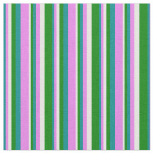 Dunkler Cyan, Violet, Weiß und Grünes Muster Stoff