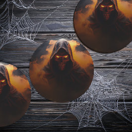 Dunkler Dämon mit orangefarbenem Rauch Runder Pappuntersetzer