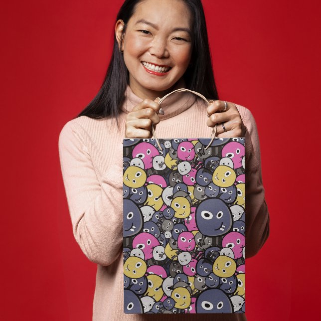 Dunkler Doodle-Monster-Cartoon Kleine Geschenktüte (gift bag, birthday surprise gift bag, teddy bear gift bag, wine gift bag, travel bag, use and throw )