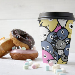 Dunkler Doodle-Monster-Cartoon Pappbecher