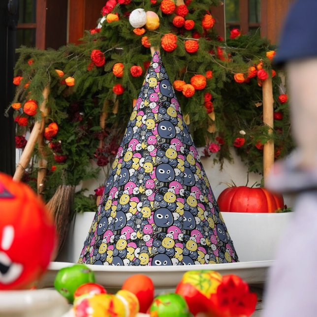 Dunkler Doodle-Monster-Cartoon Partyhütchen (Scary doodle monster Paper party hat, Kids,adults,party birthday hat,Baby Shower,wedding,celebration)