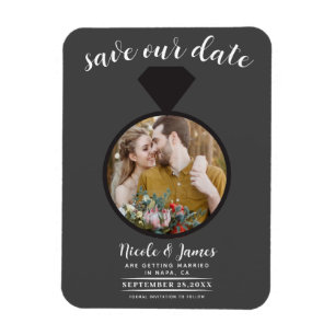 Dunkler Ehering Foto Save-the-Date Magnet