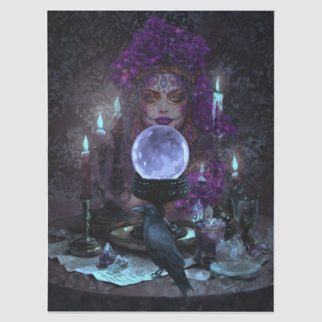 Dunkler Eleganter Romantischer Gothic Tarot Leser Seidenpapier (Vorderseite)