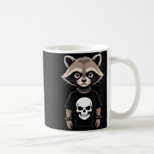 Dunkler Emo-Waschbär mit Totenkopf-Punk-Stil Alter Kaffeetasse