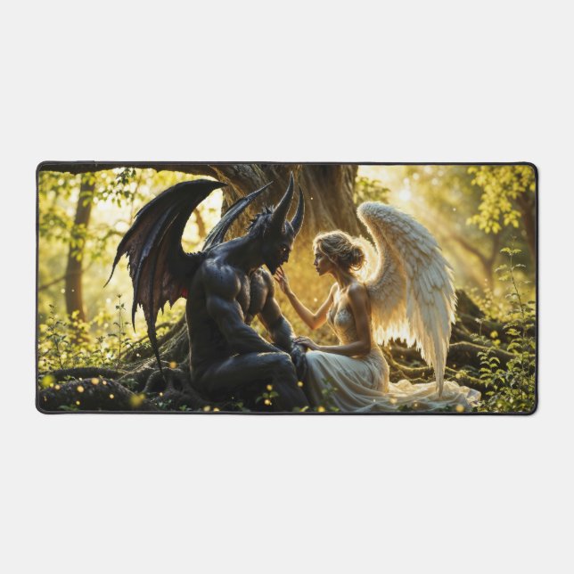 Dunkler Engel-Dämon verboten Liebe Kunst Schreibtischunterlage (Vorderseite)