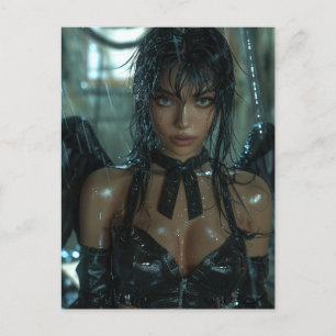 Dunkler Engel im Regen Postkarte