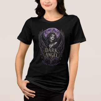 Dunkler Engel Mond Flügel Gothic Rhinestone Gefall Tri-Blend Shirt