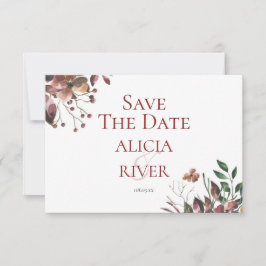 Dunkler Fall Floral Rustikale Save the Date Karte